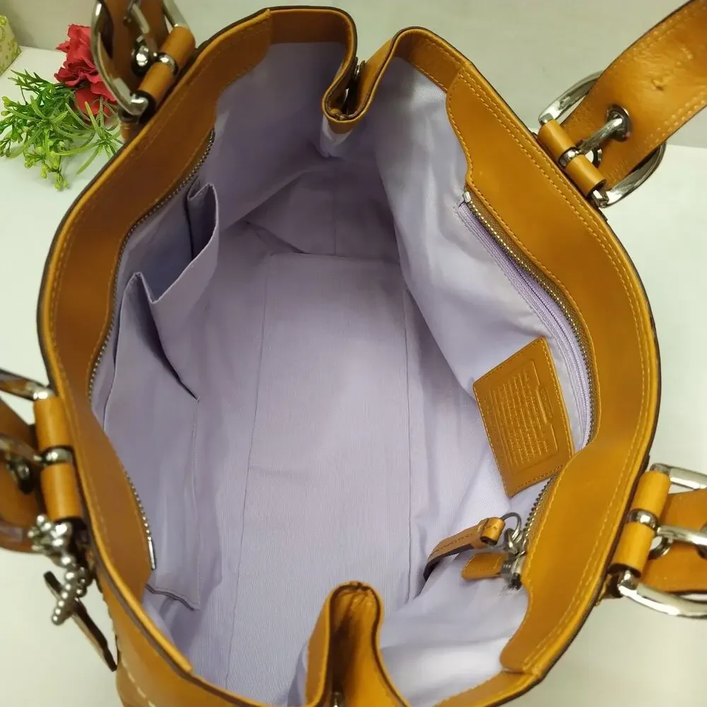 Coach Soho Murstar Yellow Leather Double Handle Tote Bag W/ Matching Wallet